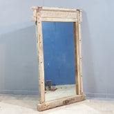 Indian Antique Hand Carved Solid Wood Mirror Frame Bleach